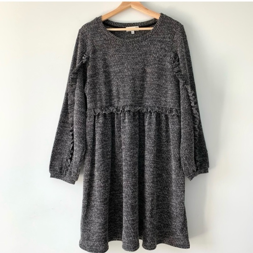Anthropologie Ro & De cozy heathered ruffled sweater dress size XL